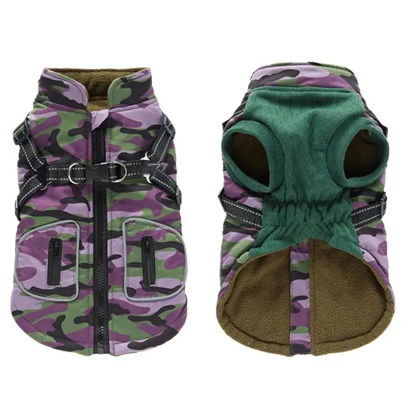 Pet Dog Coat With Reflective Harness Warm, Waterproof Coat for Fur babies of all sizes. 2 color choices.