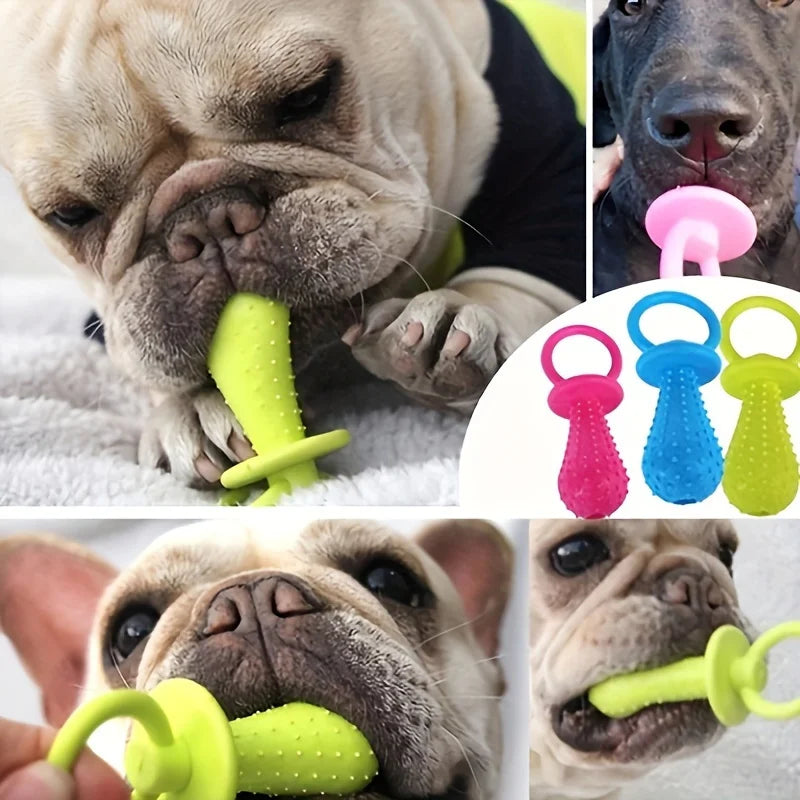 Three Dog Chew Toys Durable Rubber Dental Cleaning Interactive Training Aids for All Dog Sizes Required.  Anxiety Relief  and teething.