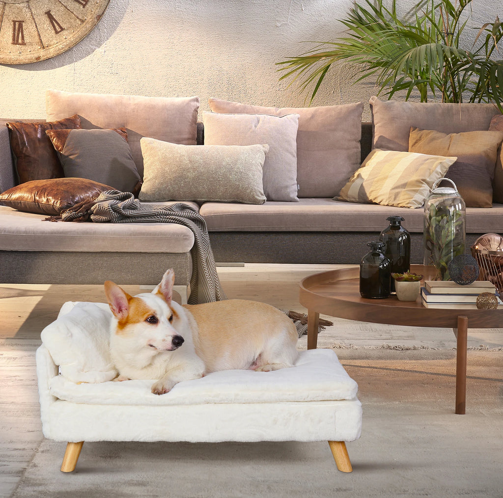 Elevated Pet Bed/ Sofa Bed with Sturdy Wood Legs for Small Dog /Cats. Perfect for Our Pampered Fur Babies! Available in 2 sizes.