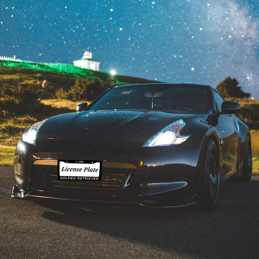 1PC I Love My Golden Retriever Aluminum License Plate Frame - 6 x 12 Inch US Standard Size, Decorative Car License Plate