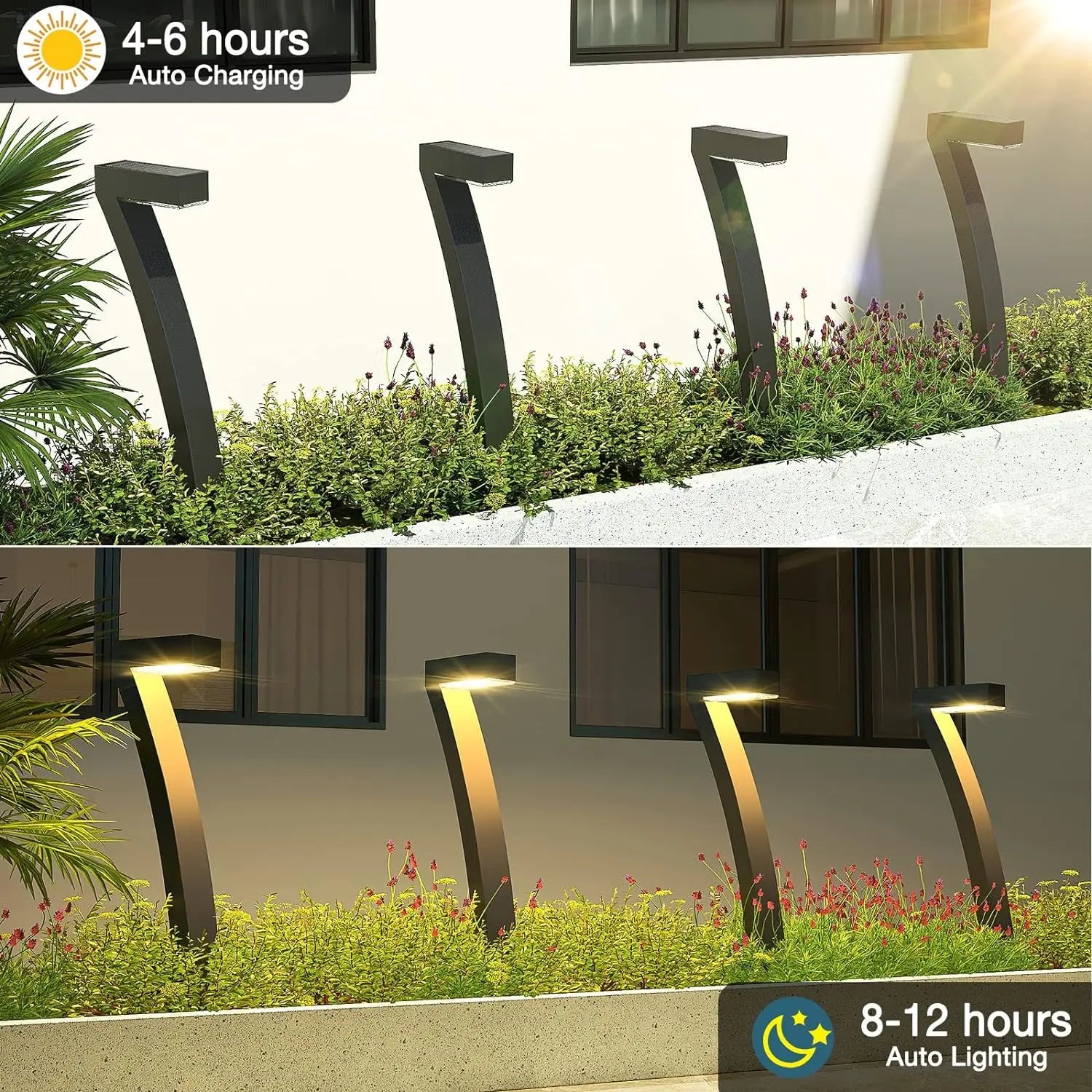6/12 Pack Bright Solar Outdoor Lights Pathway, 12 Hrs Solar Garden Lights, Auto On/Off for Outside Landscape Path Yard Walkway