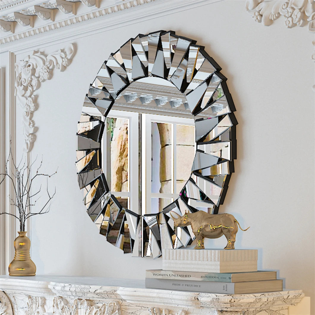 79cm Large Round Wall Mirror. Accent Decor Mirror with Beveled Frame. Bathroom Bedroom Livingroom. A stunning Focal point in any room of your Home.