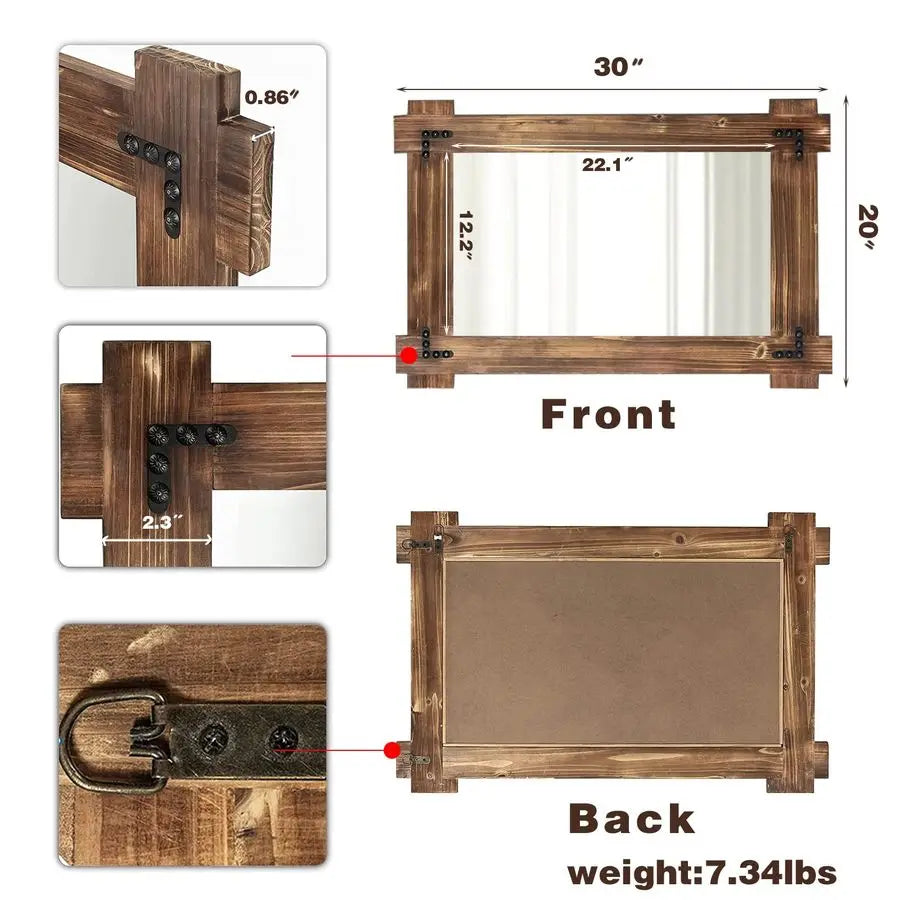 Decorative Framed Farmhouse Wall Mirror, Wall Mounted Rectangular Mirror. Rustic Finish make this Mirror Perfect in Multiple Places in your Home. Love This!!
