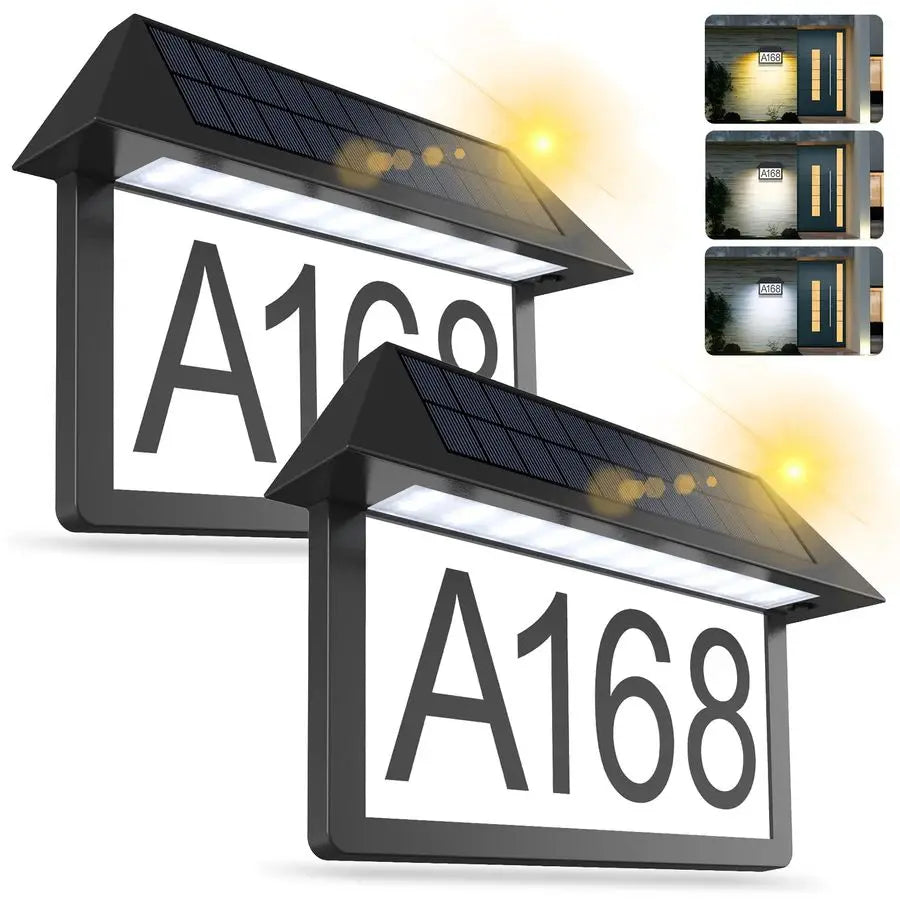 Solar Wall Mounted Address Sign, House Numbers   3 Color Temperature, and Brightness.  Allows for finding Your Address at night Much Easier.