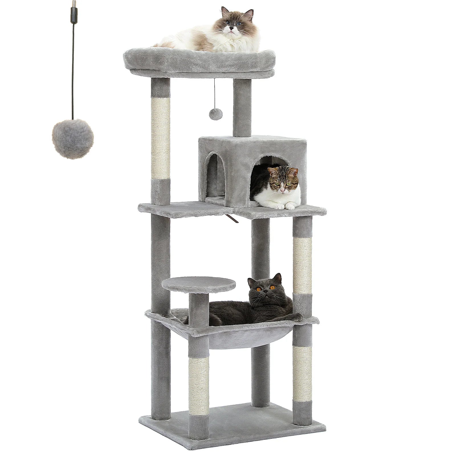 Cat Tree for Indoor Cats 5-Level Cat Tower for Large Cats with Large Hammock Sisal Covered Scratching Posts Cozy Condo Top Perch. Love This!!!