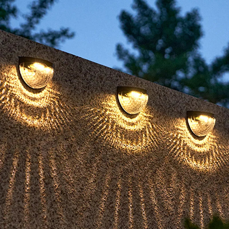 2PCS Solar Wall Lamp, 6LEDs Outdoor Waterproof Solar Light Warm White, These will Illuminate your porch, Deck and Patio with a Unique and Beautiful Pattern.