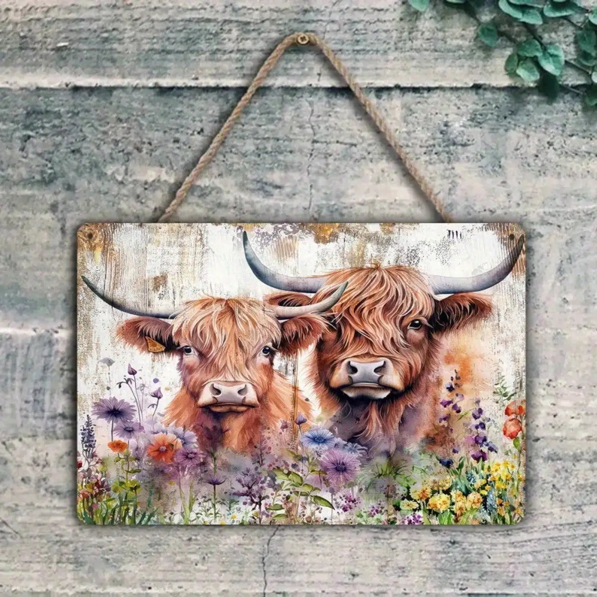 - Rustic Farm Charm Metal Wall Decor.  8x12 Highland Cow metal Sign.