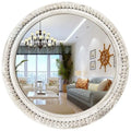 Round Wall 24 Inch White Wood Beaded Circle Mirror. Makes a Beautiful Accent  to any Room in Your Home.  Decorative Farmhouse Mirror for Living Room, Bedroom, Bathroom, or in an Entryway. Love This! Would Look Beautiful with