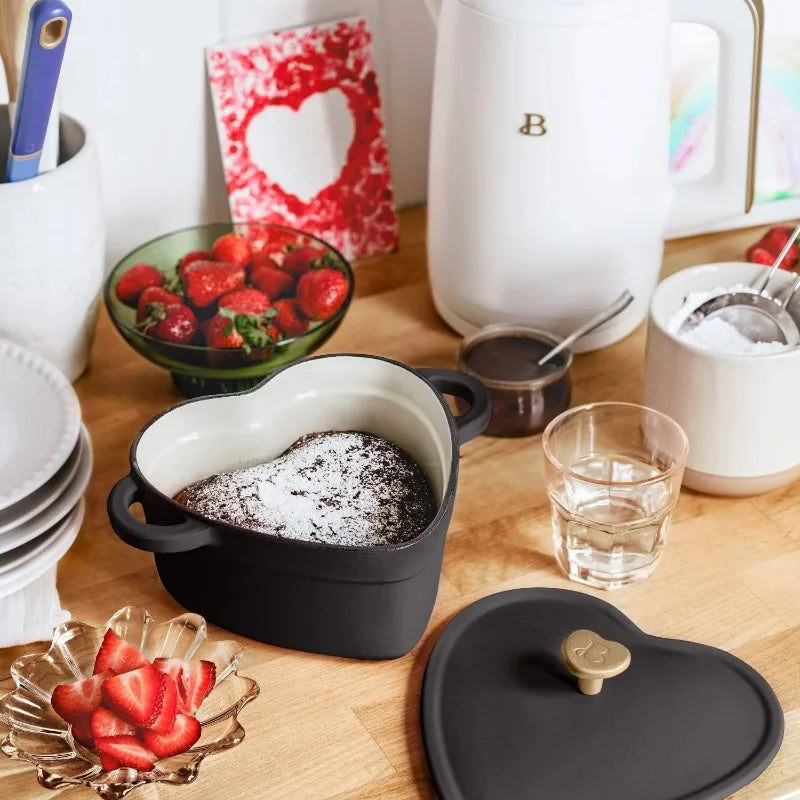 Beautiful by Drew Barrymore 2qt Heart Cast Iron Dutch Oven, Black Sesame. Multiple colors.