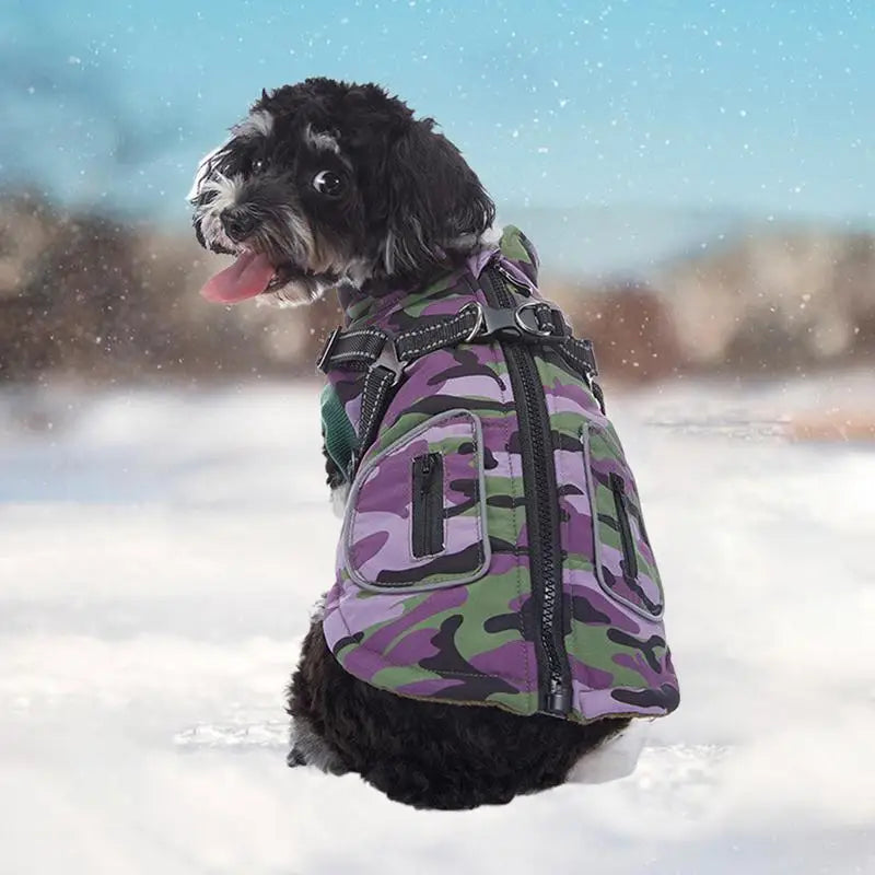 Pet Dog Coat With Reflective Harness Warm, Waterproof Coat for Fur babies of all sizes. 2 color choices.