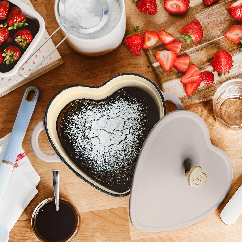 Beautiful by Drew Barrymore 2qt Heart Cast Iron Dutch Oven, Black Sesame. Multiple colors.