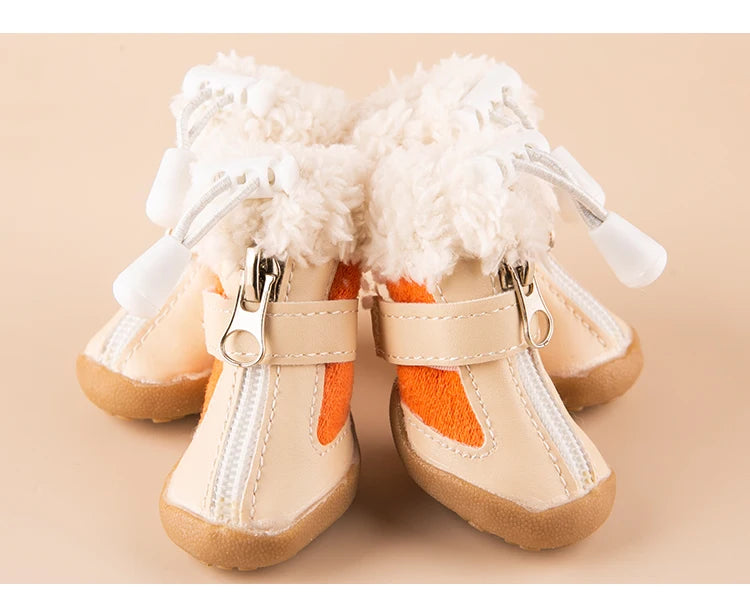 4pcs/set Fleece lined boots for Dogs.  Thick non-slip soles to protect their Paws.  They are just too cute!!