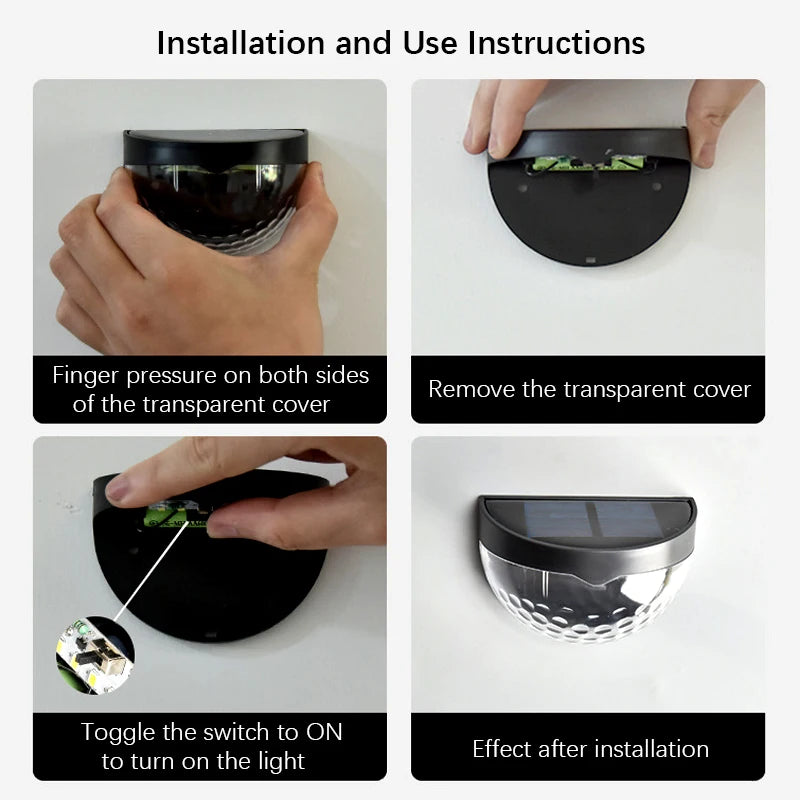 2PCS Solar Wall Lamp, 6LEDs Outdoor Waterproof Solar Light Warm White, These will Illuminate your porch, Deck and Patio with a Unique and Beautiful Pattern.