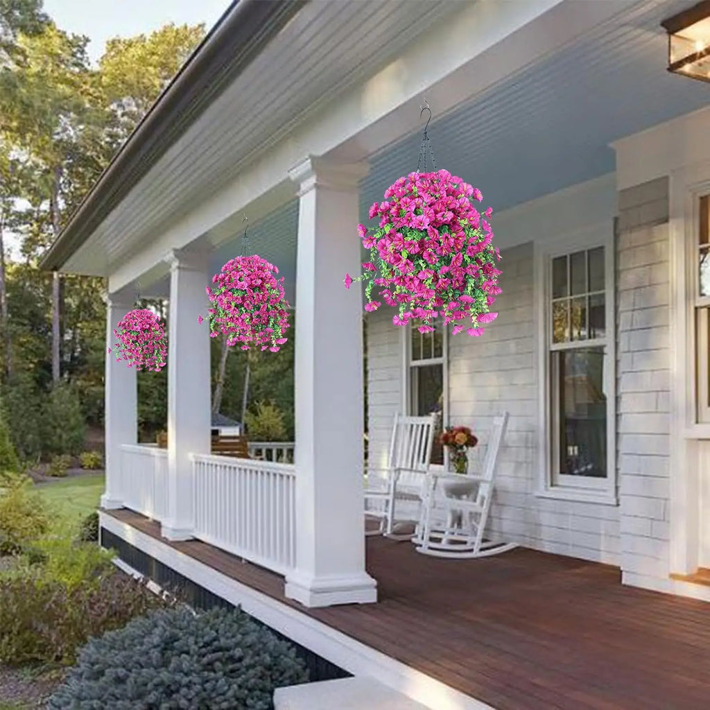 2pcs UV-Resistant Artificial Morning Glory & Eucalyptus Hanging Decor - Perfect for Home, Garden, Weddings | Versatile Outdoor use. Used these Last Season and No One Could Tell They were Not Real! Love These!