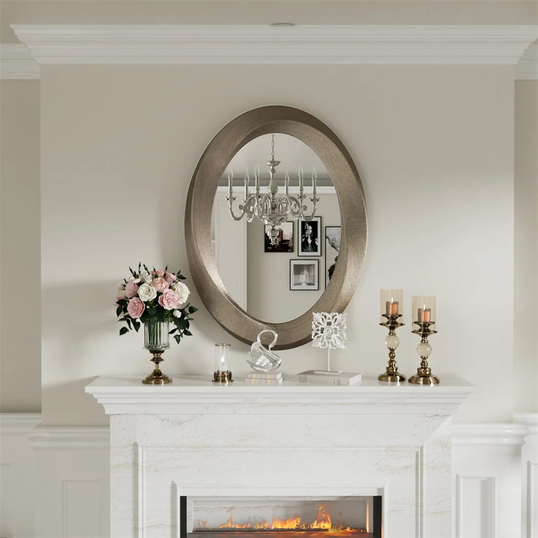 LUVODI Antique Baroque Gold Oval Beveled Framed Wall Mirror Decorative Accent Mirror for Living Room Bedroom Entryway Decor