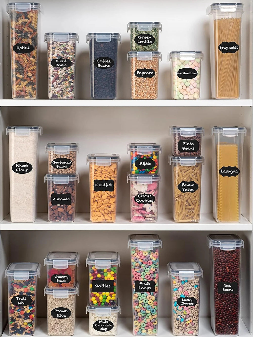 24pcs moisture-proof airtight food storage containers, dishwasher safe, kitchen supplies, cereal jars, with labels and markings