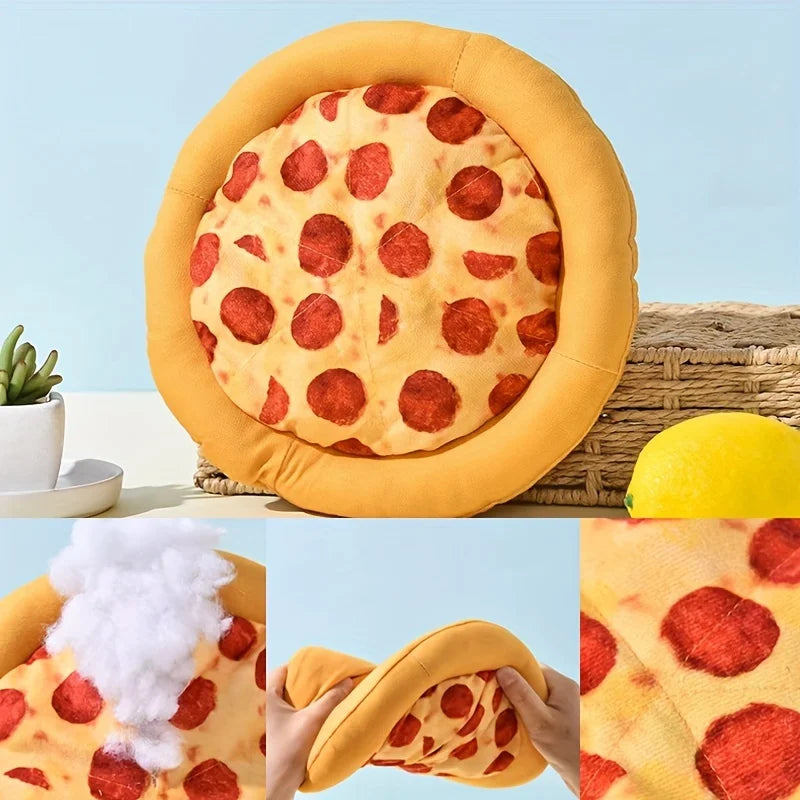 Squeaky Plush Pizza  Dog Toy.   Durable Chew for Small Breeds Interactive Pet Play Toy.