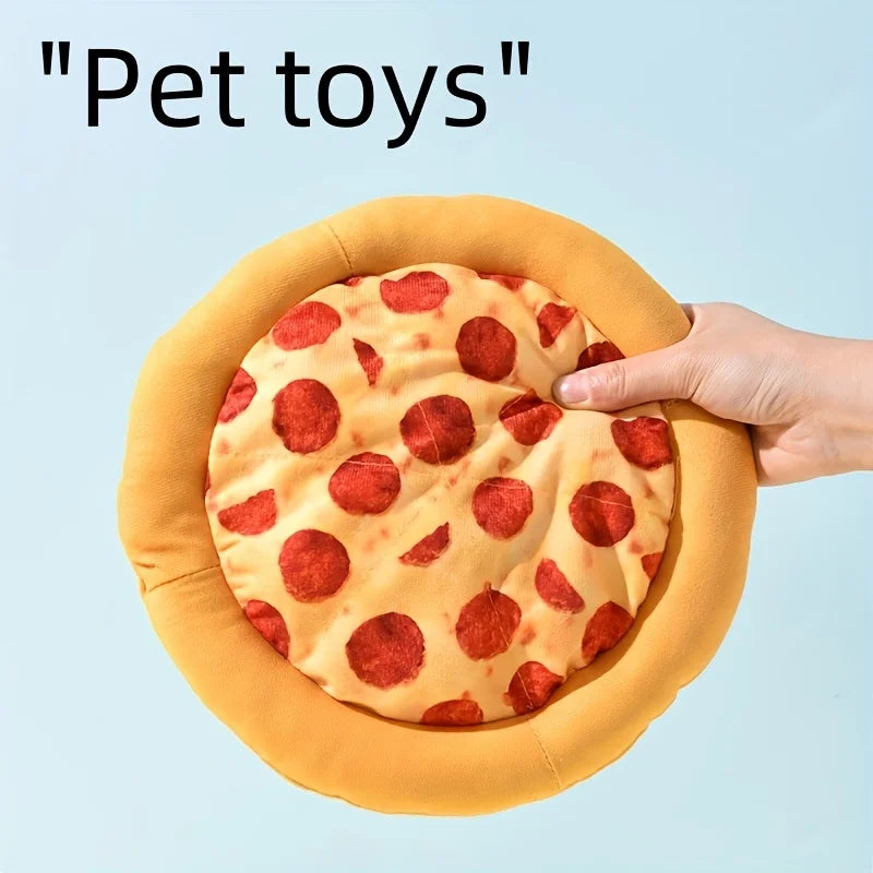 Squeaky Plush Pizza  Dog Toy.   Durable Chew for Small Breeds Interactive Pet Play Toy.