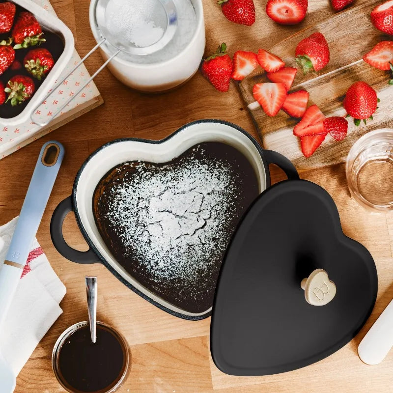 Beautiful by Drew Barrymore 2qt Heart Cast Iron Dutch Oven, Black Sesame. Multiple colors.