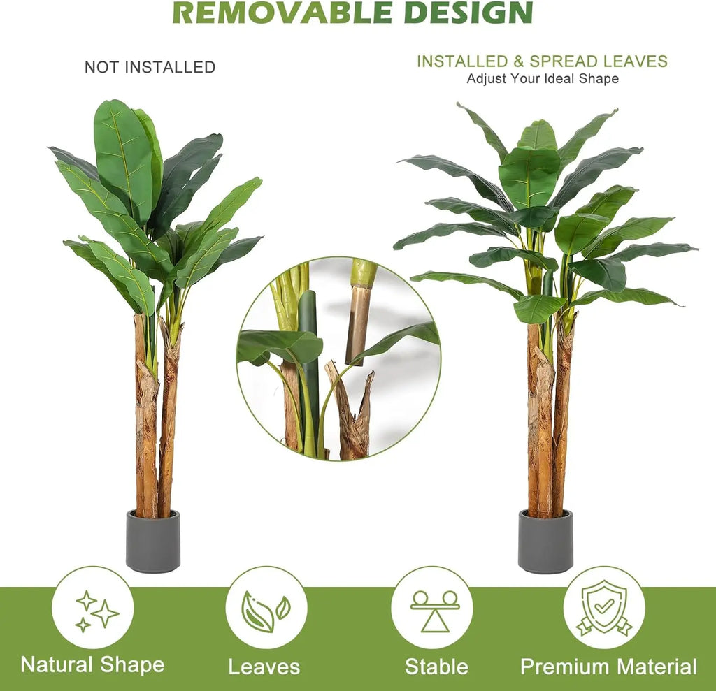 Artificial Banana Tree with Grey Planter. You Can Have Best of Both Worlds with this Beauty. A Beautiful Tropical plant that Needs N0 WATER!  I'm In!!