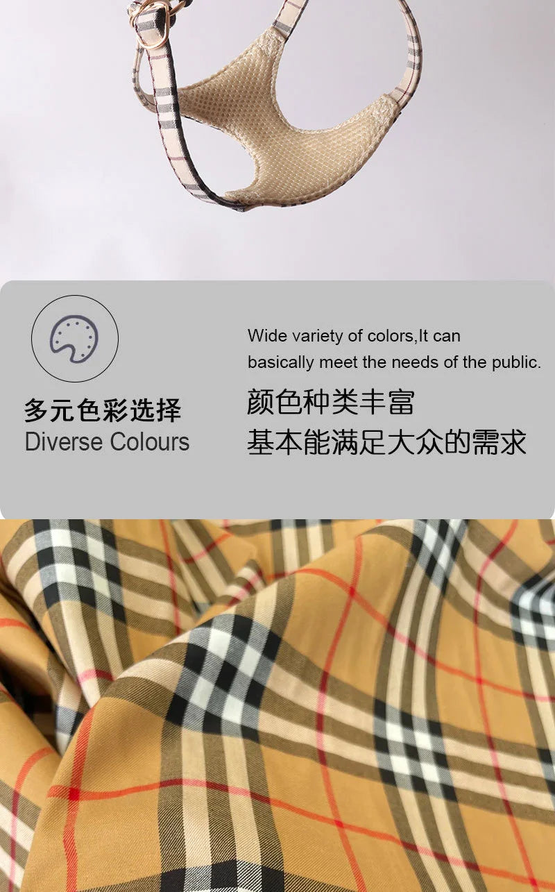 Dog Harness Leash Set for Small and Medium Dogs Adjustable Plaid Bow Vest Double Hook Leash Pet .Your Fur Babies will be Walking in Style.