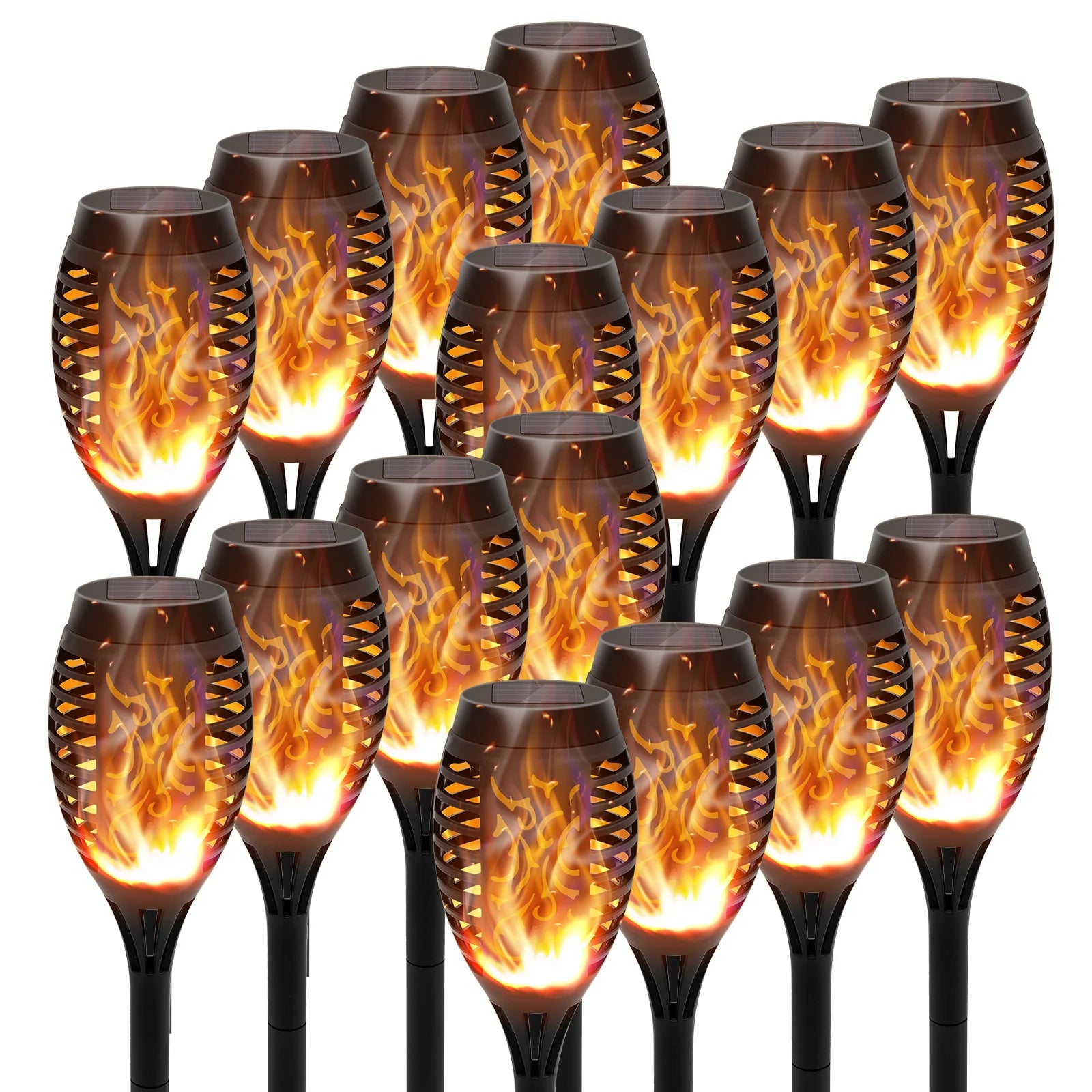 4/6/8/12Pcs Solar Flame Torch Light LED Flickering Outdoor Decoration Powered For Lawn Path Yard Patio Floor Night Lamp