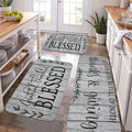 3-Piece Kitchen Rug Set, Gray Wood Grain Print with Gratitude Script, Washable Polyester