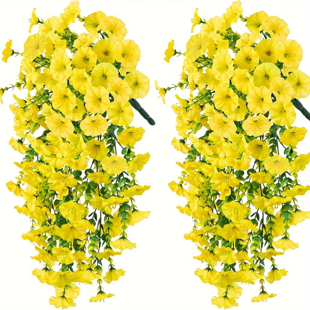 2pcs UV-Resistant Artificial Morning Glory & Eucalyptus Hanging Decor - Perfect for Home, Garden, Weddings | Versatile Outdoor use. Used these Last Season and No One Could Tell They were Not Real! Love These!