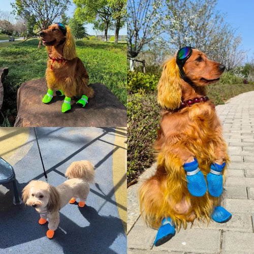 4PCS Summer Dog Shoes Breathable Anti-Slip Wear-Resistant Dog Outdoor Boots for All Size Dogs. Protect the Pads of Your Fur Baby's Feet. All Sizes, Multiple Colors.