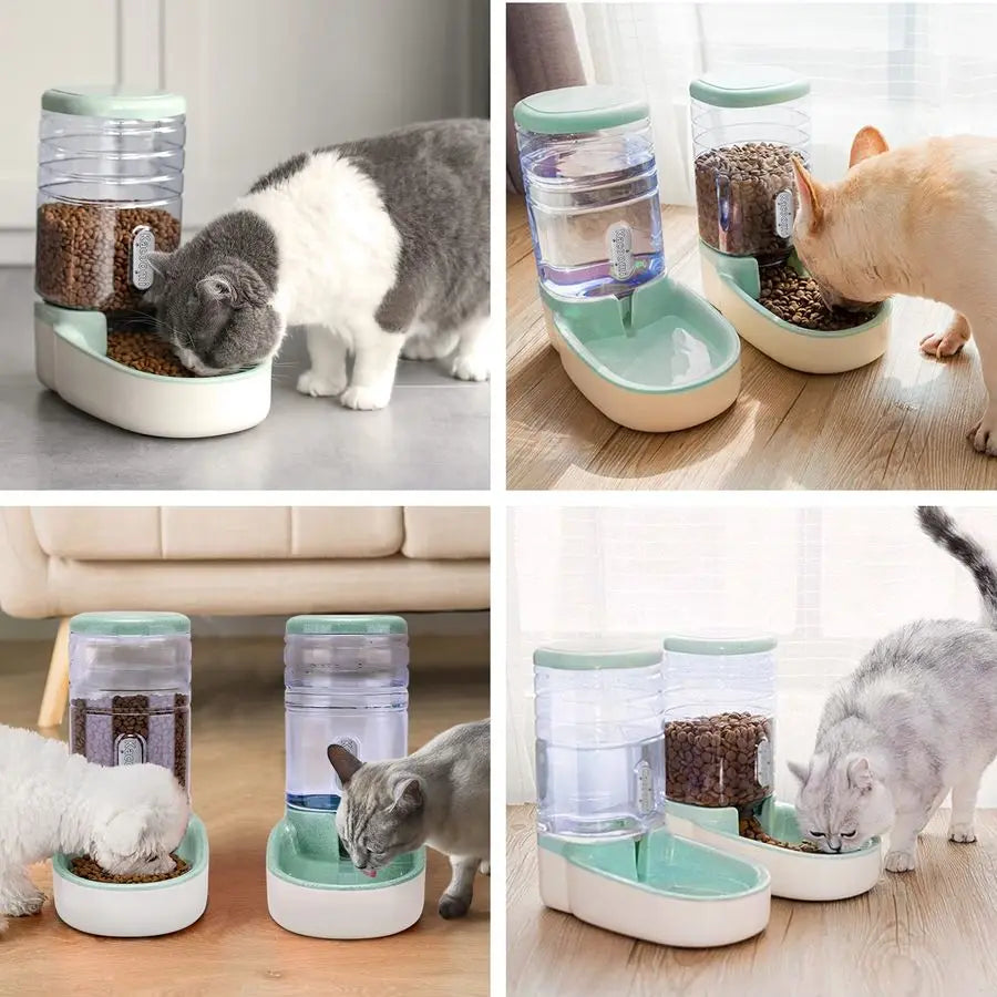 Automatic Feeder and Water Dispenser  Set for Cats and Small to Medium Size Dogs.