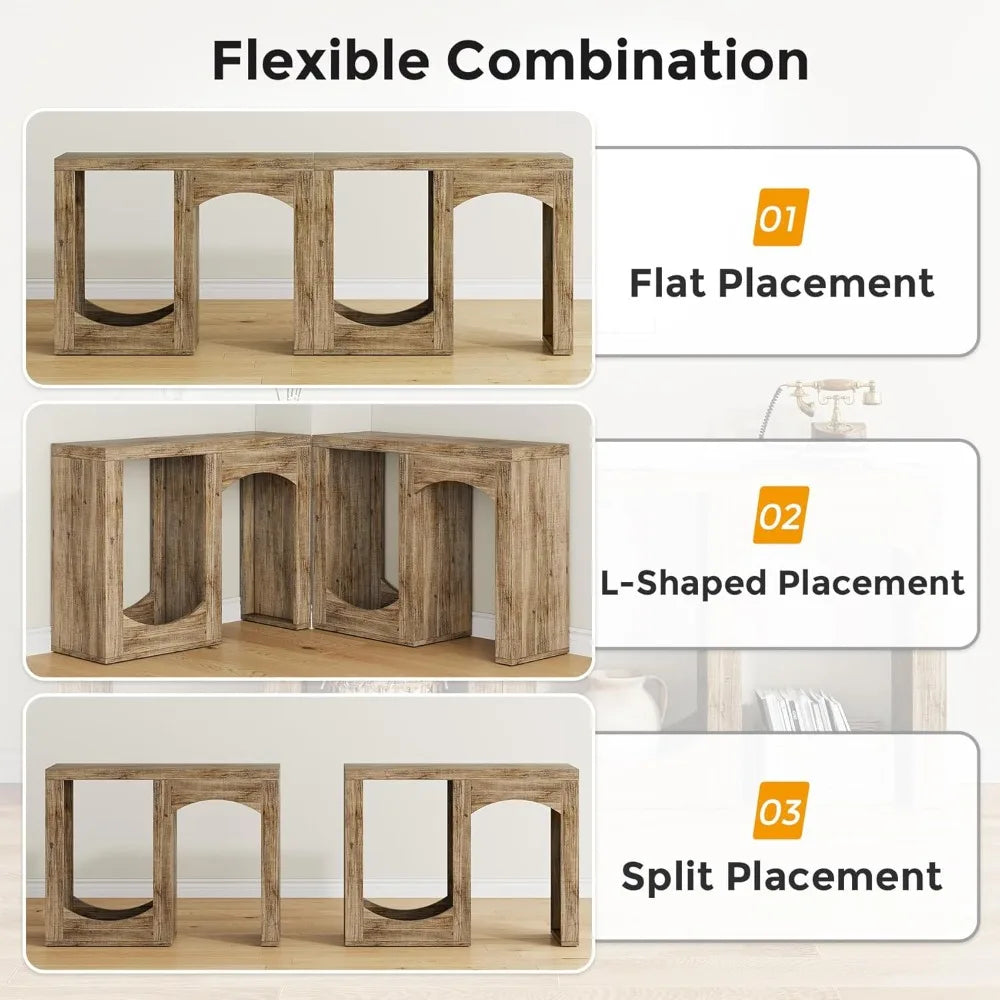 70.9" Modern Farmhouse Console Table, Accent Sofa Table with Arched Design, Modular Entryway Table. Very Unique.