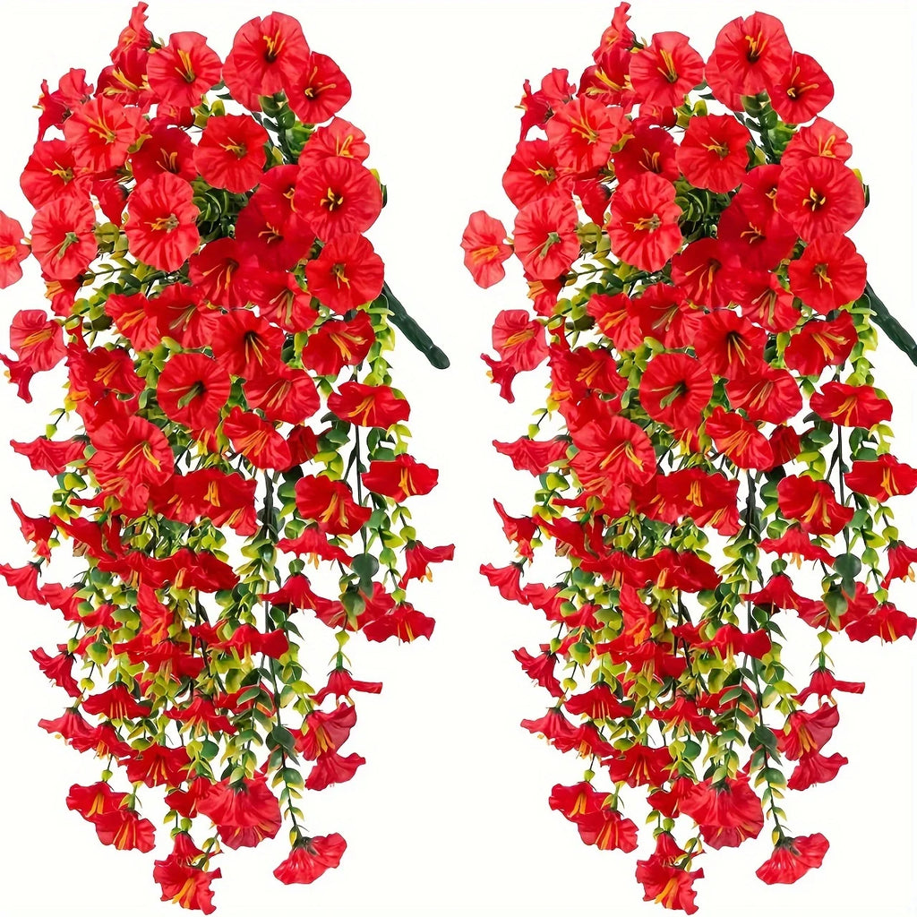2pcs UV-Resistant Artificial Morning Glory & Eucalyptus Hanging Decor - Perfect for Home, Garden, Weddings | Versatile Outdoor use. Used these Last Season and No One Could Tell They were Not Real! Love These!