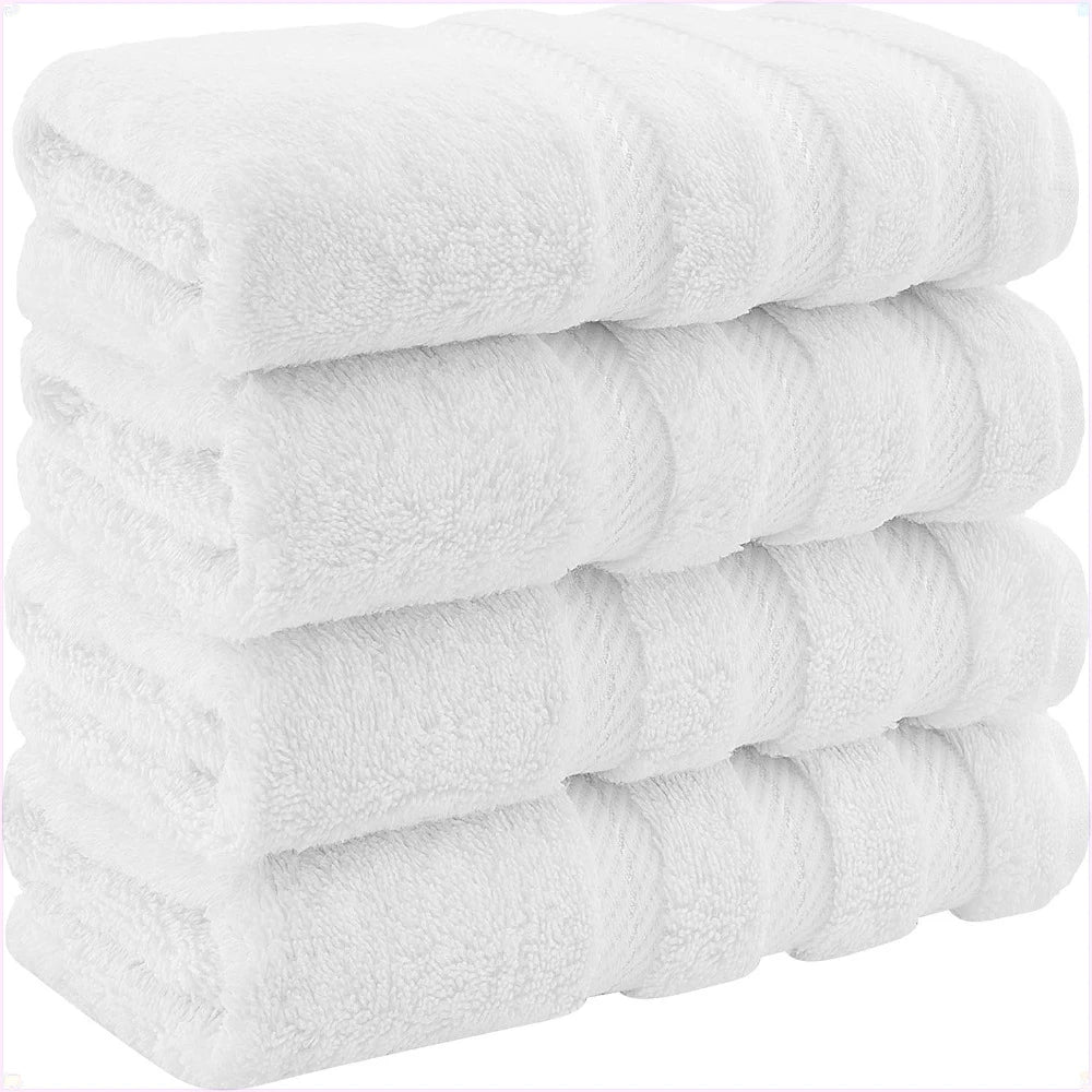 Soft and luxurious bathroom towels, 100% Turkish cotton, four-piece set, suitable for and bathroom, When You Just Want Plain White!