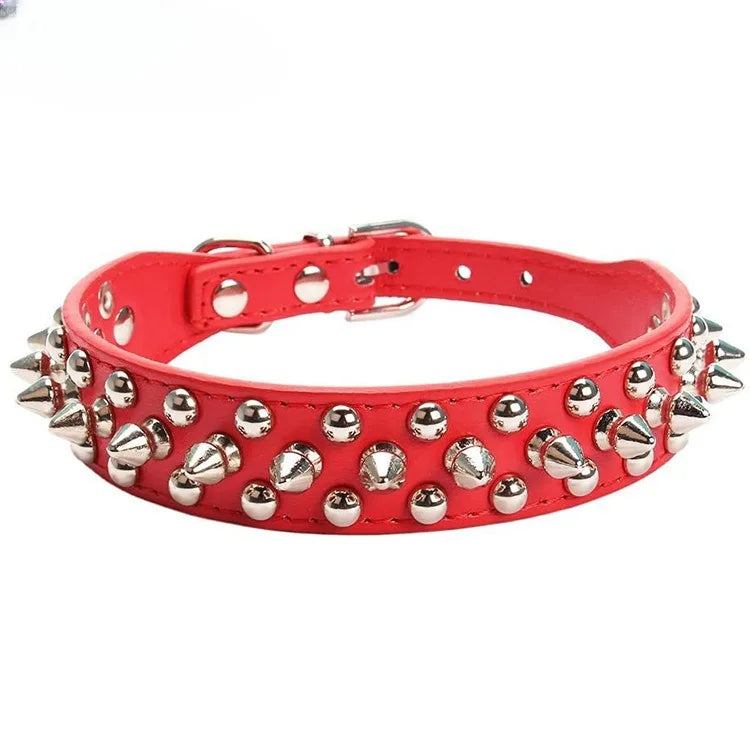 Adjustable Leather Pet Dog Collar.  Leather Punk Rivet Spiked Dog or Cat Collar . Multiple colors and sizes XS to XL. Your Fur Baby Will be Walking in Style with this Collar!