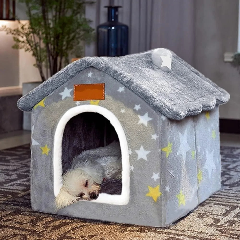 Cozy Indoor Dog House/Bed. Portable for travel. Accommodates Small and Medium Fur Babies. Love This!