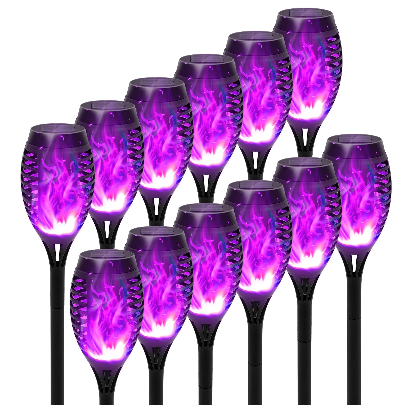 4/6/8/12Pcs Solar Flame Torch Light LED Flickering Outdoor Decoration Powered For Lawn Path Yard Patio Floor Night Lamp