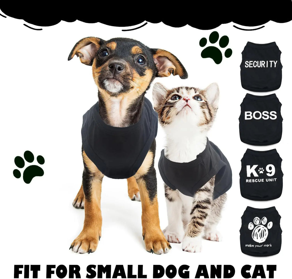 4-Piece Small Dog Clothes Set for Summer and Spring, Soft Pet Shirts in XXS Black. Cute Summer Shirts for the Tiniest Fur Babies.. Adorable!