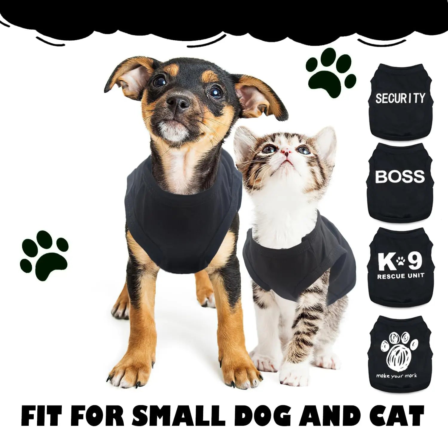 4-Piece Small Dog Clothes Set for Summer and Spring, Soft Pet Shirts in XXS Black. Cute Summer Shirts for the Tiniest Fur Babies.. Adorable!