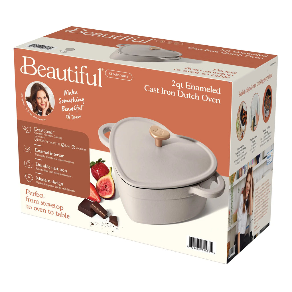Beautiful by Drew Barrymore 2qt Heart Cast Iron Dutch Oven, Black Sesame. Multiple colors.