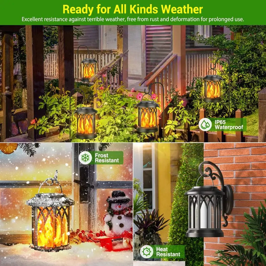 4 Pack Solar Lantern Outdoor Lights, Upgraded Flickering Flame Solar Lanterns . Makes any Yard  or Patio Cozy.