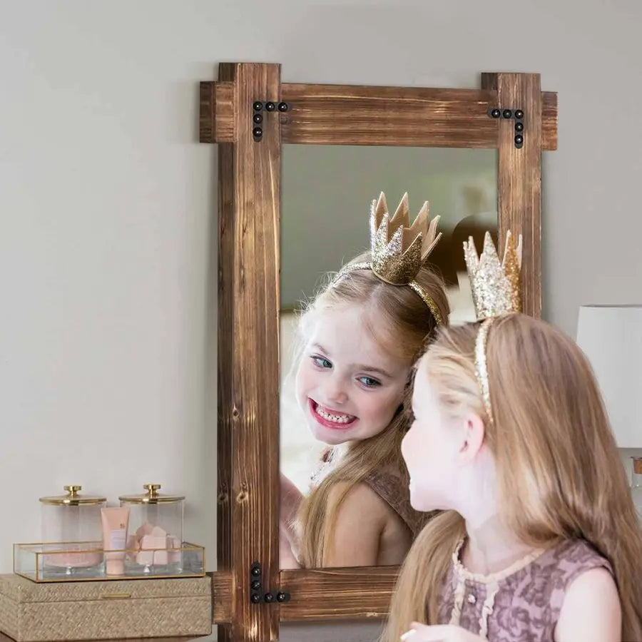 Decorative Framed Farmhouse Wall Mirror, Wall Mounted Rectangular Mirror. Rustic Finish make this Mirror Perfect in Multiple Places in your Home. Love This!!