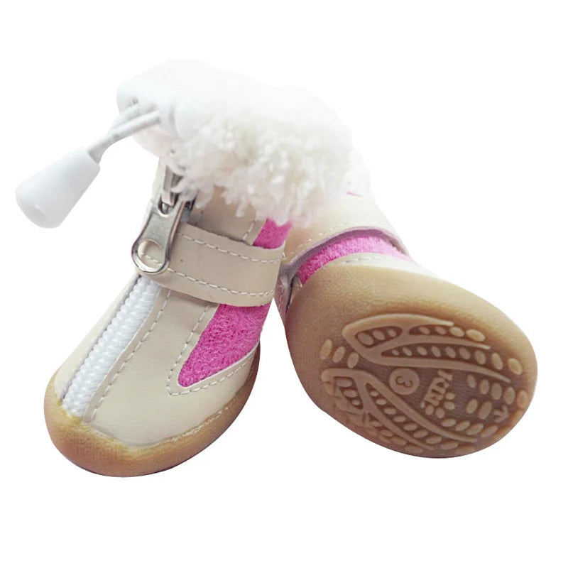 4pcs/set Fleece lined boots for Dogs.  Thick non-slip soles to protect their Paws.  They are just too cute!!