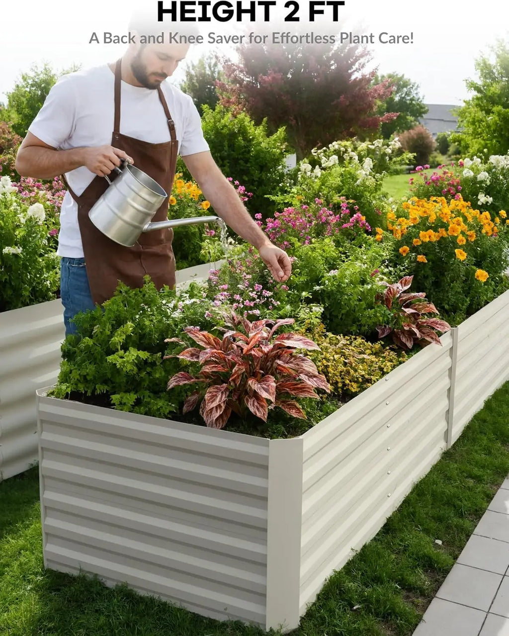 6x3x2 8x4x2ft Galvanized Raised Garden Bed Deep Root Planter Box for Vegetables Flowers Herbs-Large Metal Raised Garden Bed Kit. 2 colors and sizes.