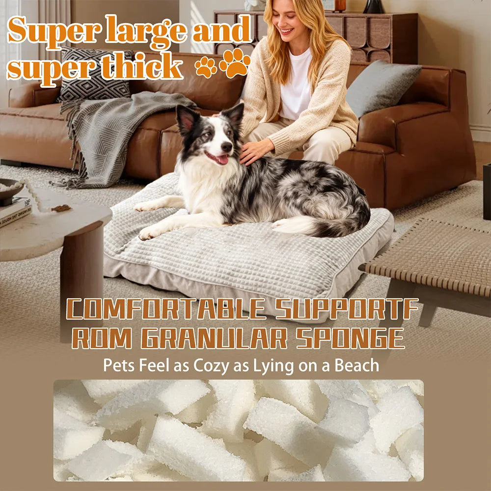 Suitable for All Seasons, Dog Sleeping Cushion, Large Pet Bed, Vacuum Compressed Delivery, Machine Washable, Perfect Pet Paradise for the Living Room and Easy Care, Non-Slip Bottom