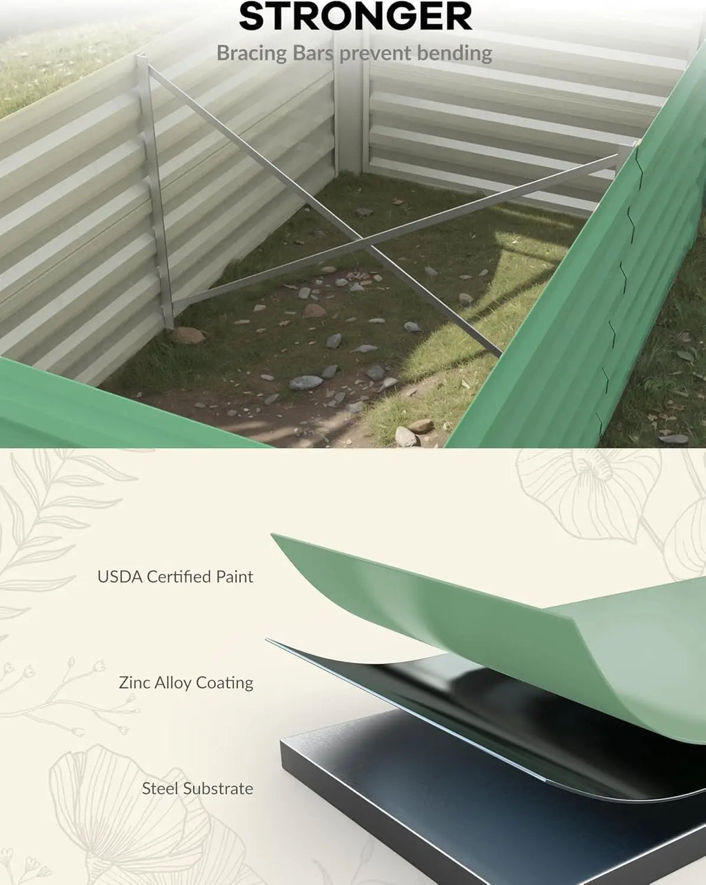 6x3x2 8x4x2ft Galvanized Raised Garden Bed Deep Root Planter Box for Vegetables Flowers Herbs-Large Metal Raised Garden Bed Kit. 2 colors and sizes.