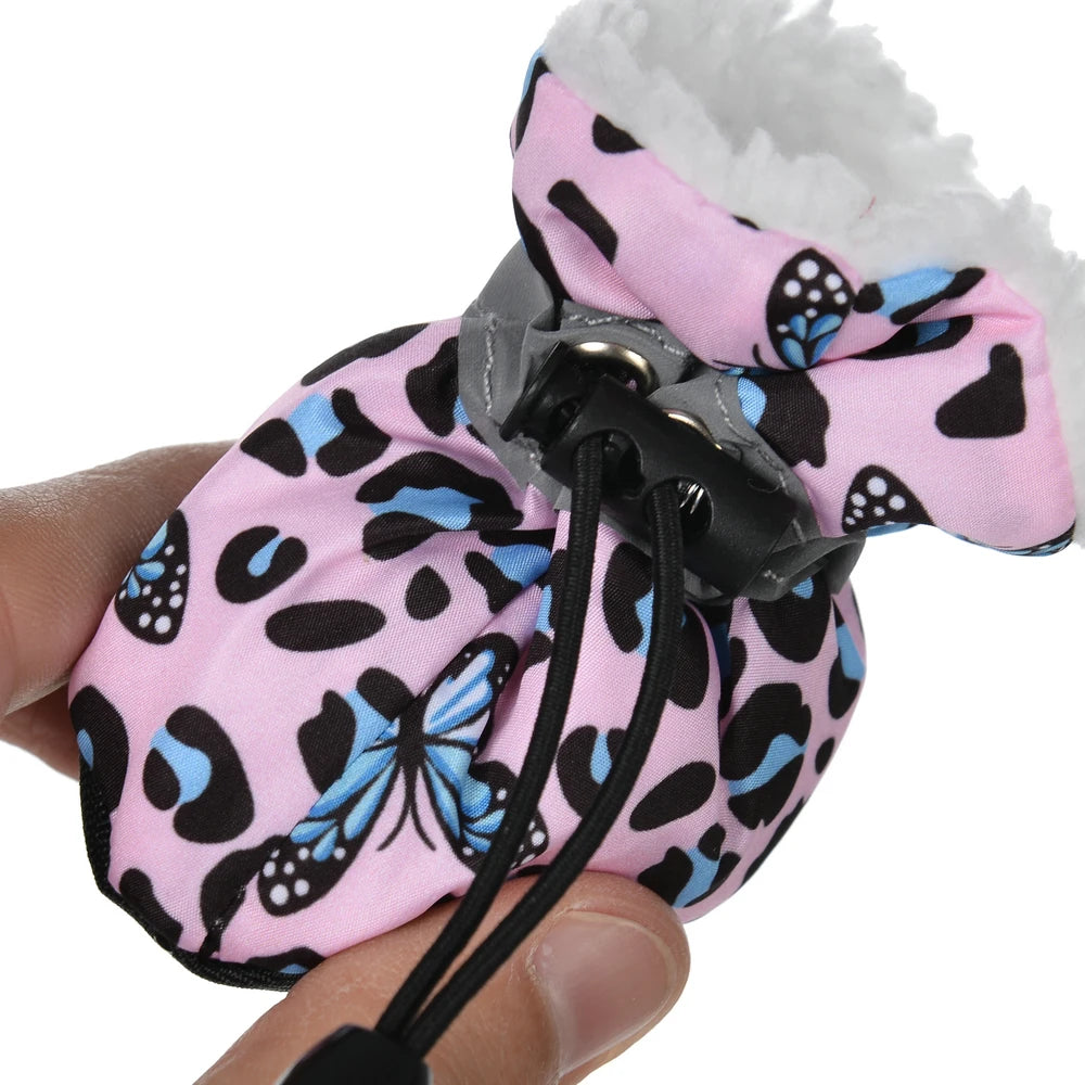 4pcs Warm Fleece Pet Dog Shoes Waterproof Rain Snow Boots Anti-slip Footwear. Look how Cute that Fur Baby looks in those SHOES!!!