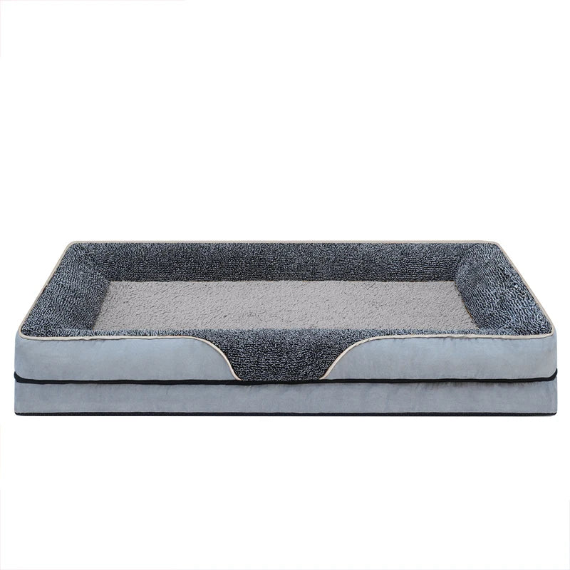 An oversized dog bed comfortable and soft. Washable liner. Multiple Sizes. and color combinations. Both Functional and Attractive.