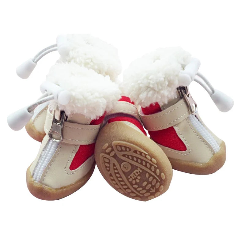 4pcs/set Fleece lined boots for Dogs.  Thick non-slip soles to protect their Paws.  They are just too cute!!