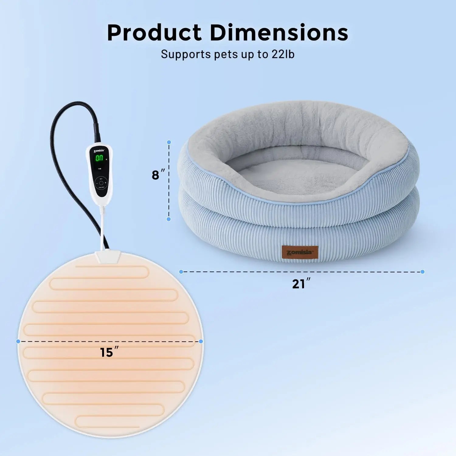 Cat Heating Bed Indoor - Adjustable Temperature Pet Heating Pad with Timer and Chew Resistant Cord, Washable .