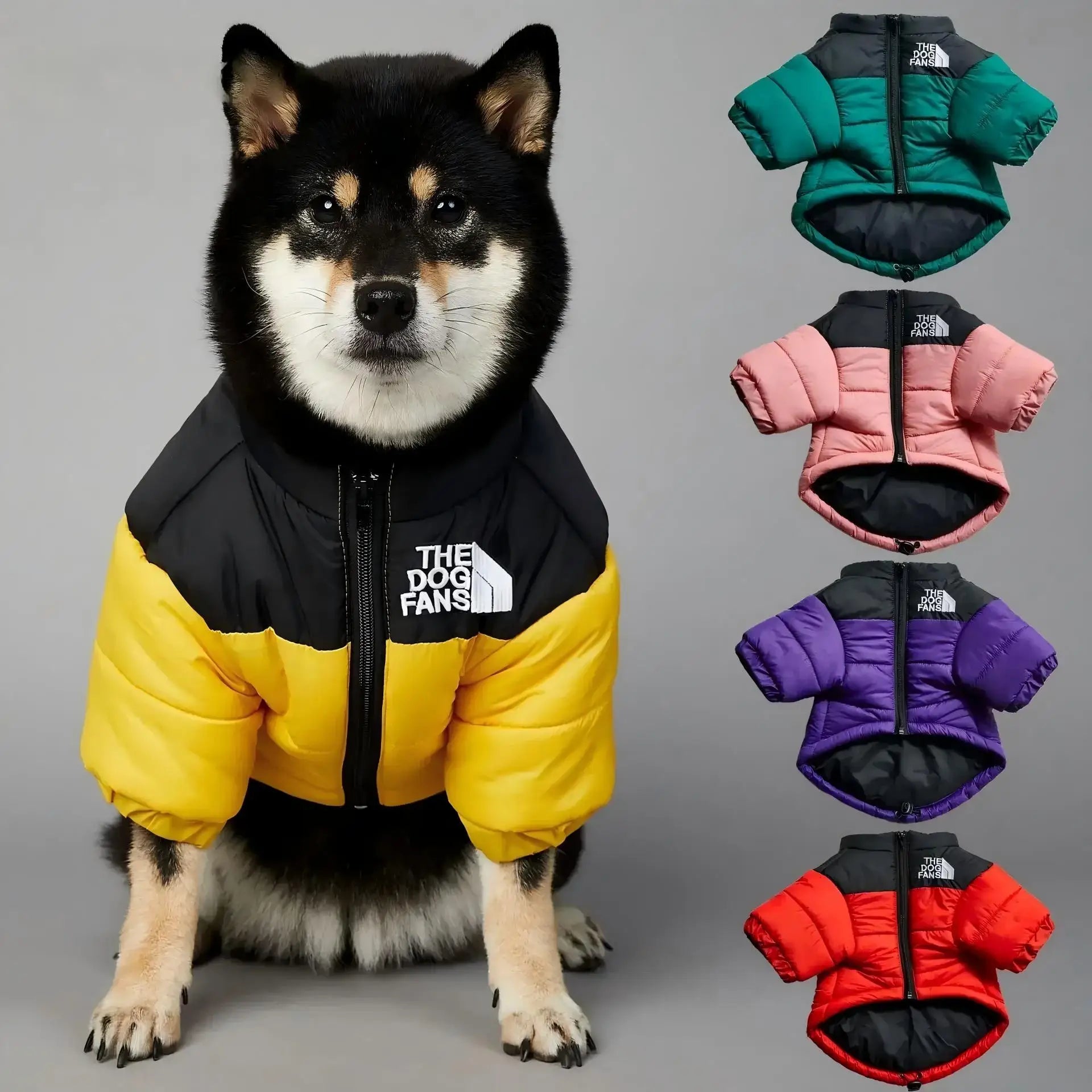 Dog Fans Warm  Down Jacket for all Size  Dogs - Multiple Colors. " THE DOG FANS " on the jacket!   will have your BEST FRIEND stylin.!